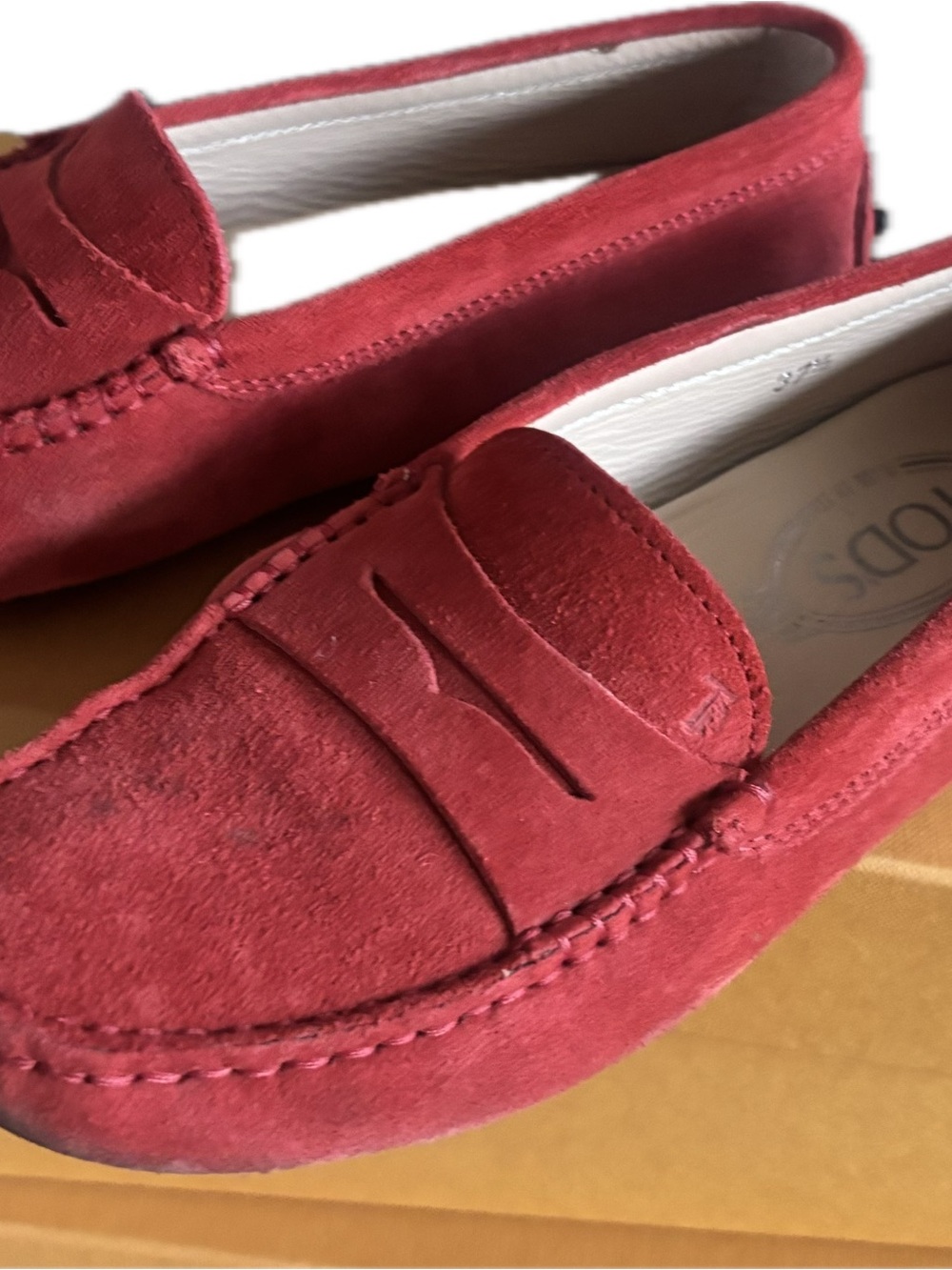 Tod's Women’s Red Suede Penny Loafers